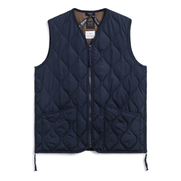 Taion Veste Zippée Sans Manches Matelassée Military Unisexe | Bleu marine