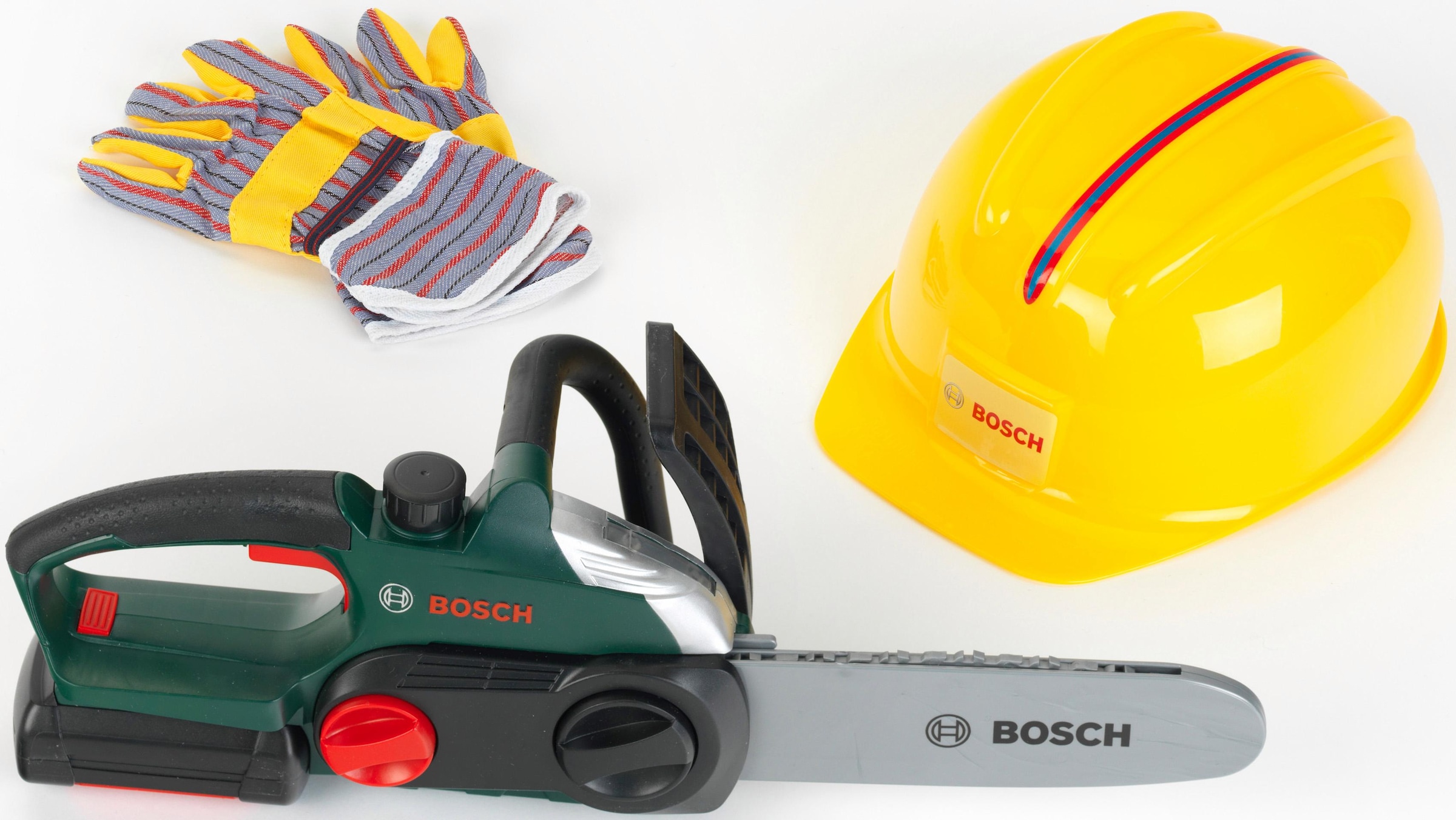 Klein Spielwerkzeug »Bosch Kettensäge mit Helm und Handschuhe«