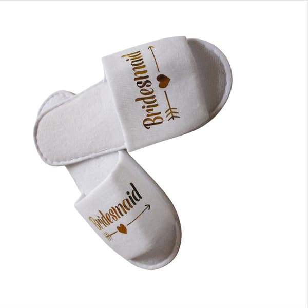 INF Brudepike Slippers for Bryllup og Pyjamasfest - Komfortable Engangs Tøfler med Gulltrykk
