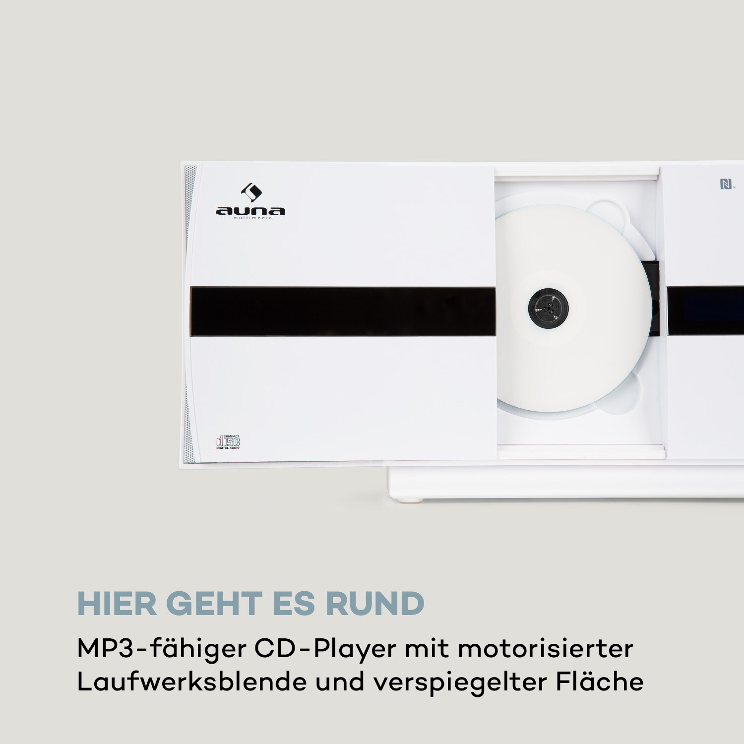 V-20 DAB Vertikal-Stereoanlage BT NFC CD MP3 USB DAB+ & UKW-Tuner Weiß