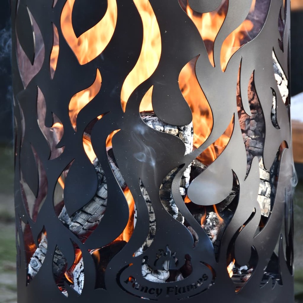 Baril à feu flames acier au carbone noir ff408