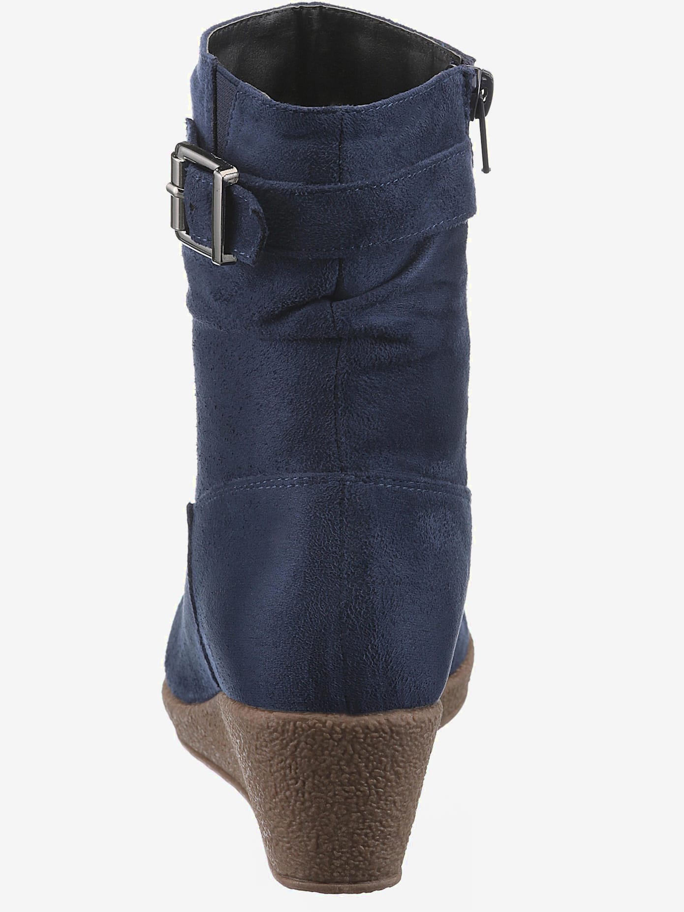 Bottines compensées classiques, textile doux, imitation cuir velours