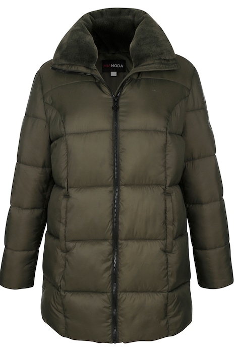 Steppjacke, abnehmbarer Webpelz-Kragen, Zipper