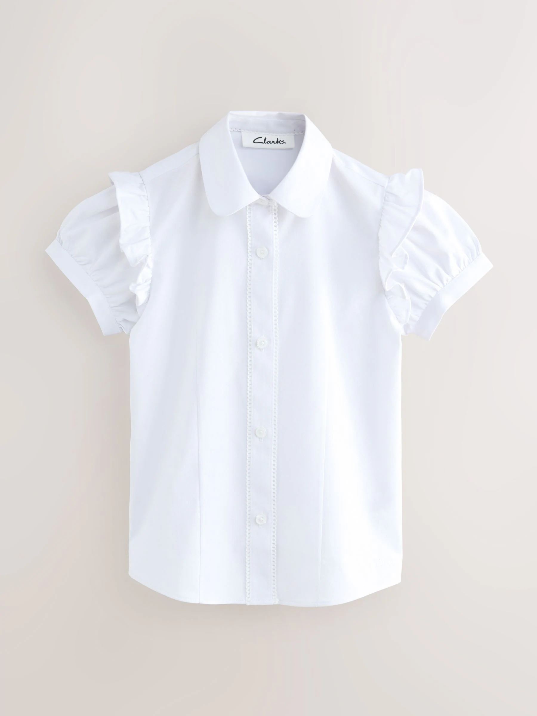 Clarks Frill Short Sleeve School Shirts 2 Pack