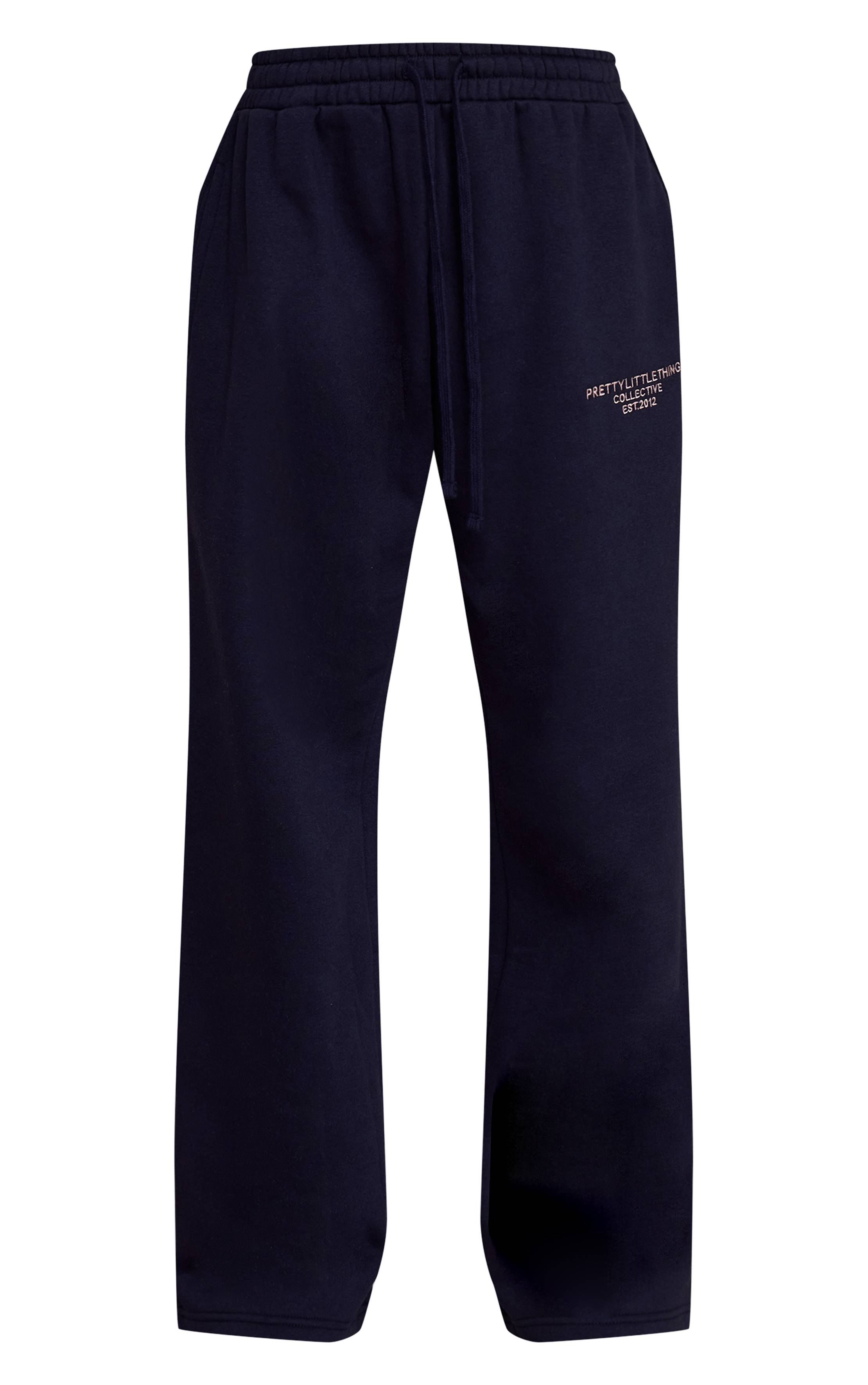 Bleu Marine Jogging Large À Imprimé Prettylittlething