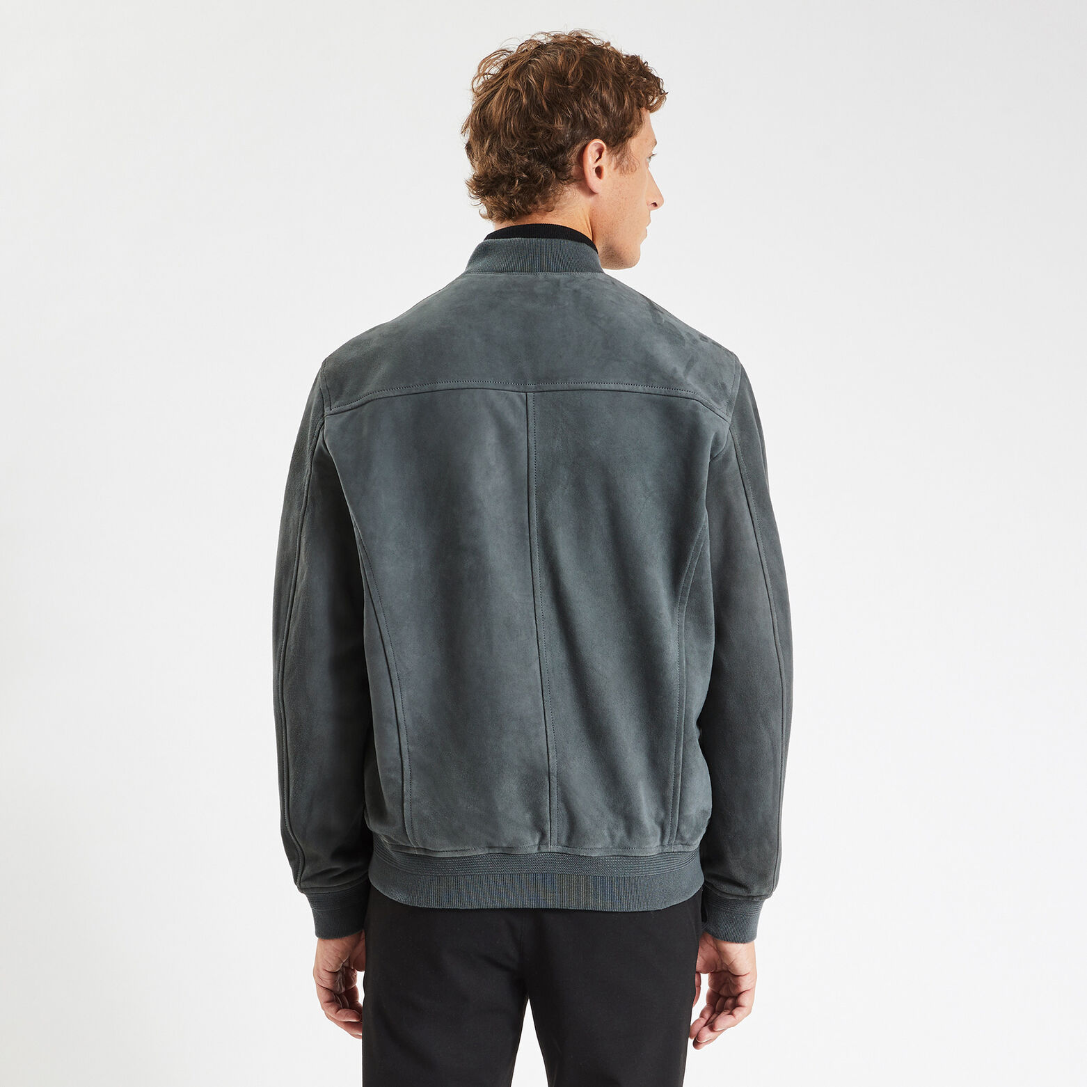 Blouson en cuir Gris foncé