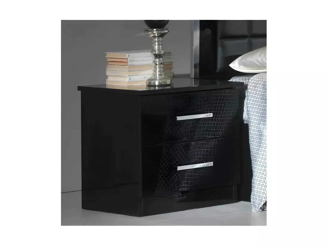 Chambre Complète 160x200 Laqué Noir Brillant - AREZZO
