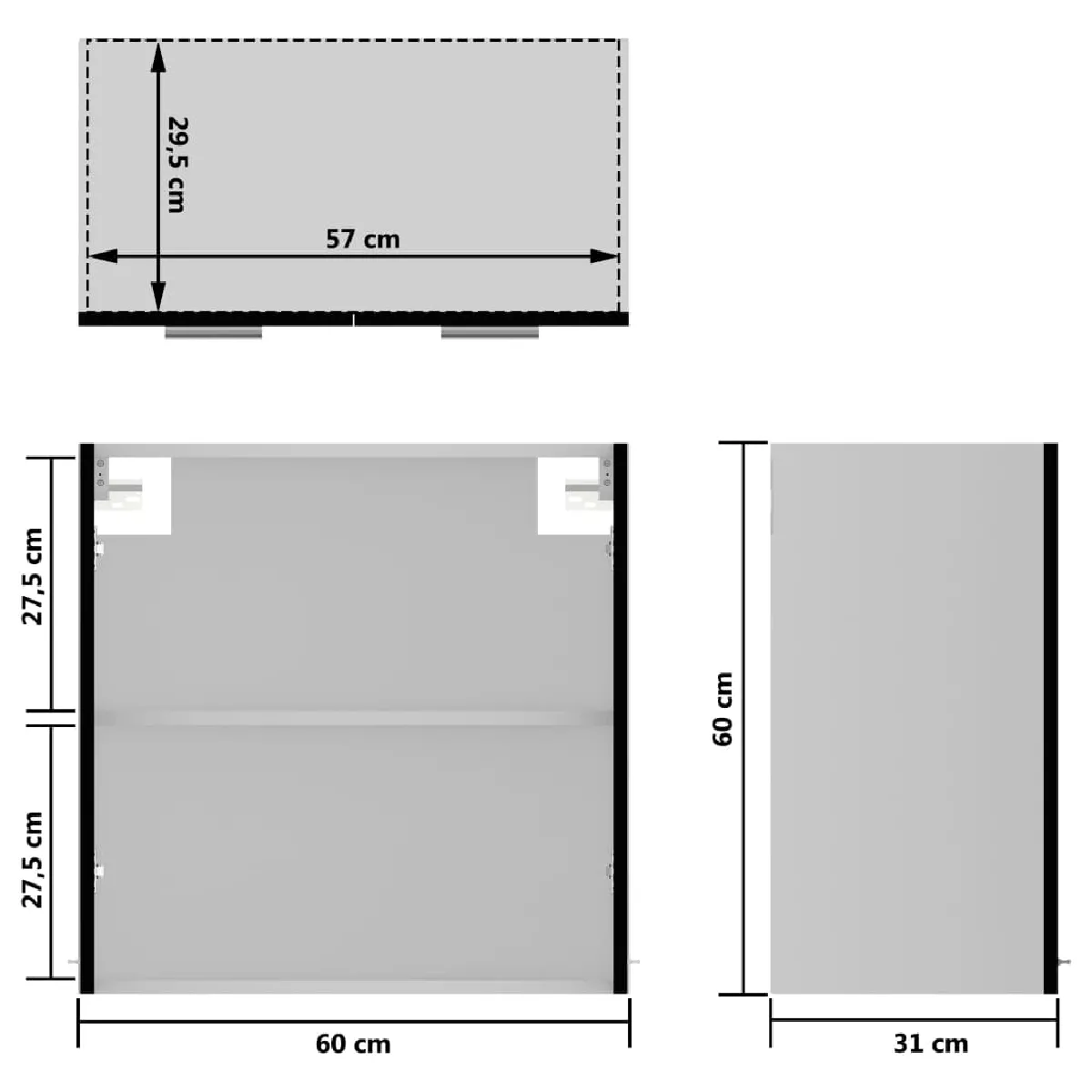 vidaXL Armoire suspendue en verre - Noir