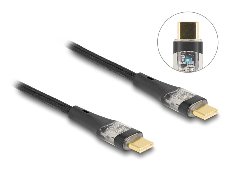 Delock USB 2.0-Kabel PD 3.0 100W USB C - USB C 1 m Delock USB 2.0 Schnellladekabel USB Type-C Stecker zu Stecker transparent PD 3.0 100 W 1 m