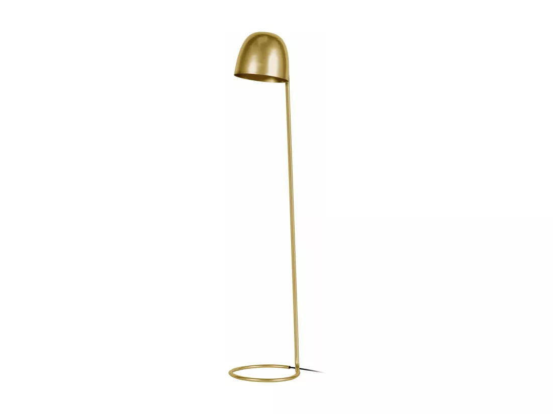 Lampadaire pied rond articulé métal doré 155 cm.
