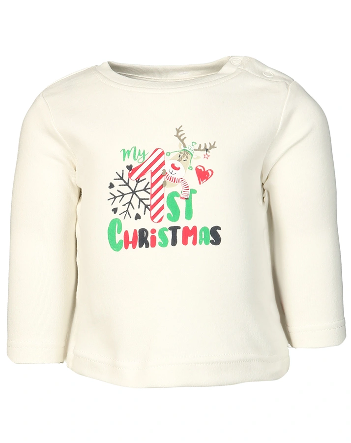 Langarmshirt FIRST CHRISTMAS mit Leggings in offwhite/rot