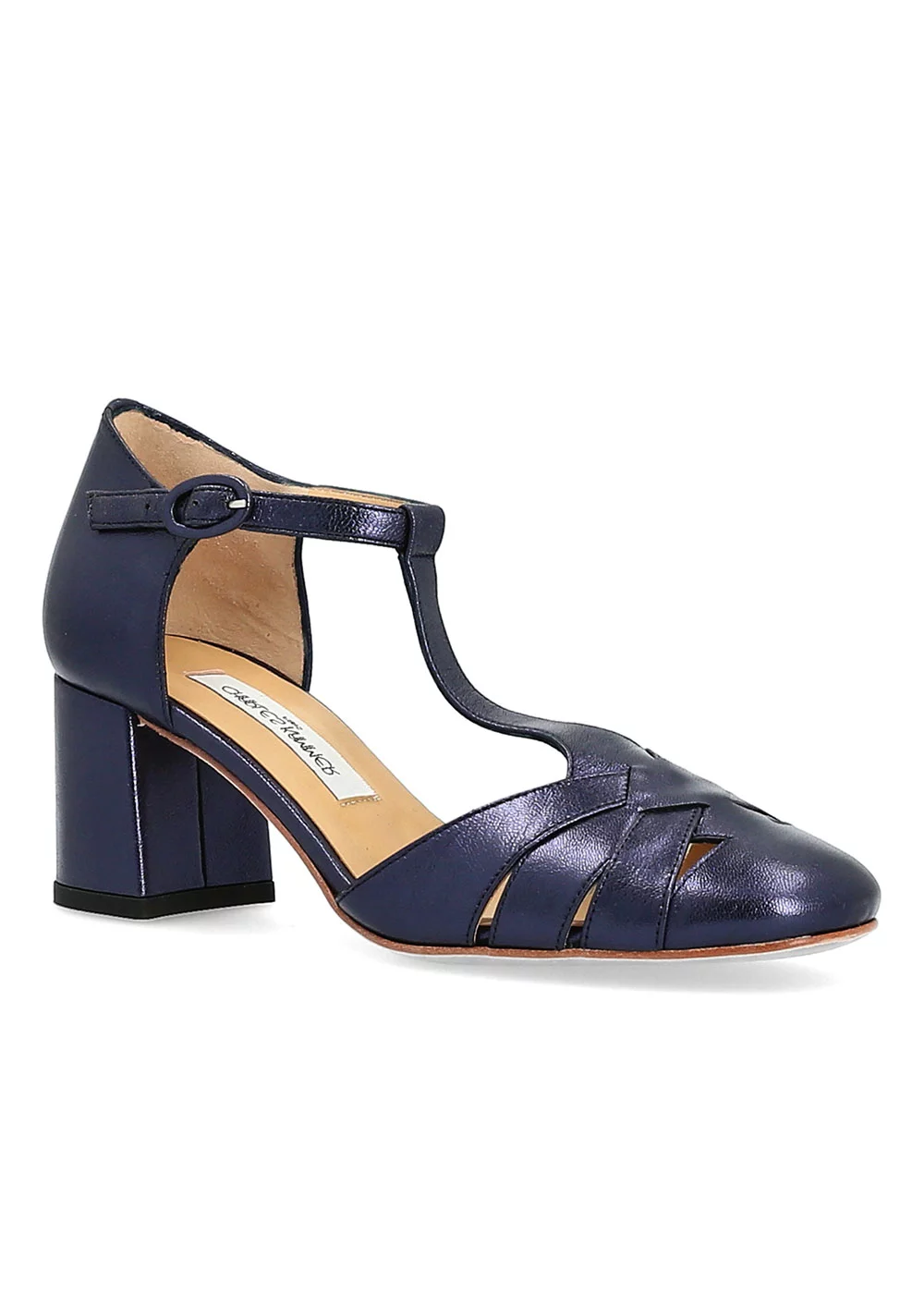 SANDALE TERNES CUIR METALLISE BLEU