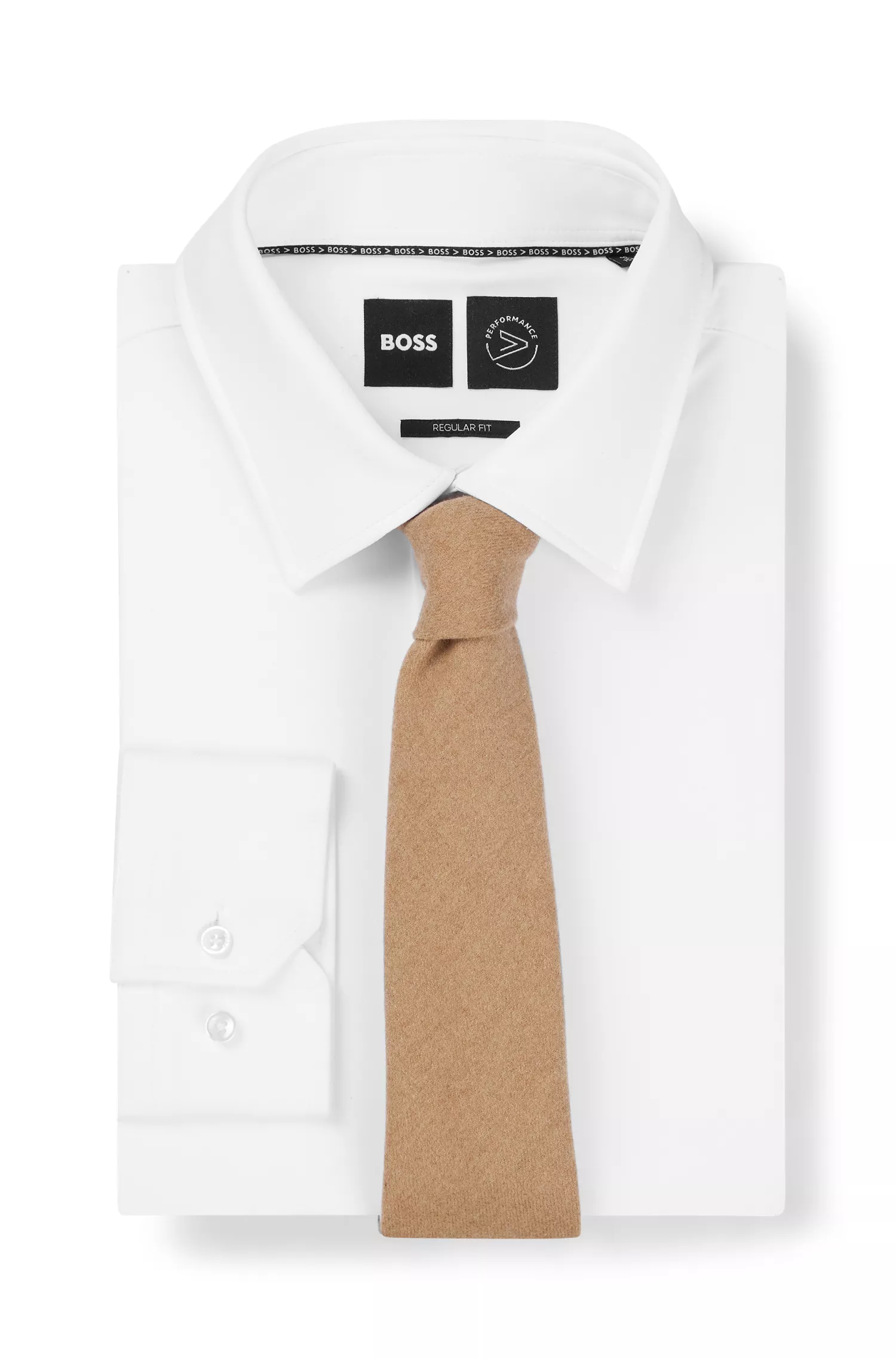 Gravata BOSS Camel-Jacquard em fio de pelo de camelo com elasticidade