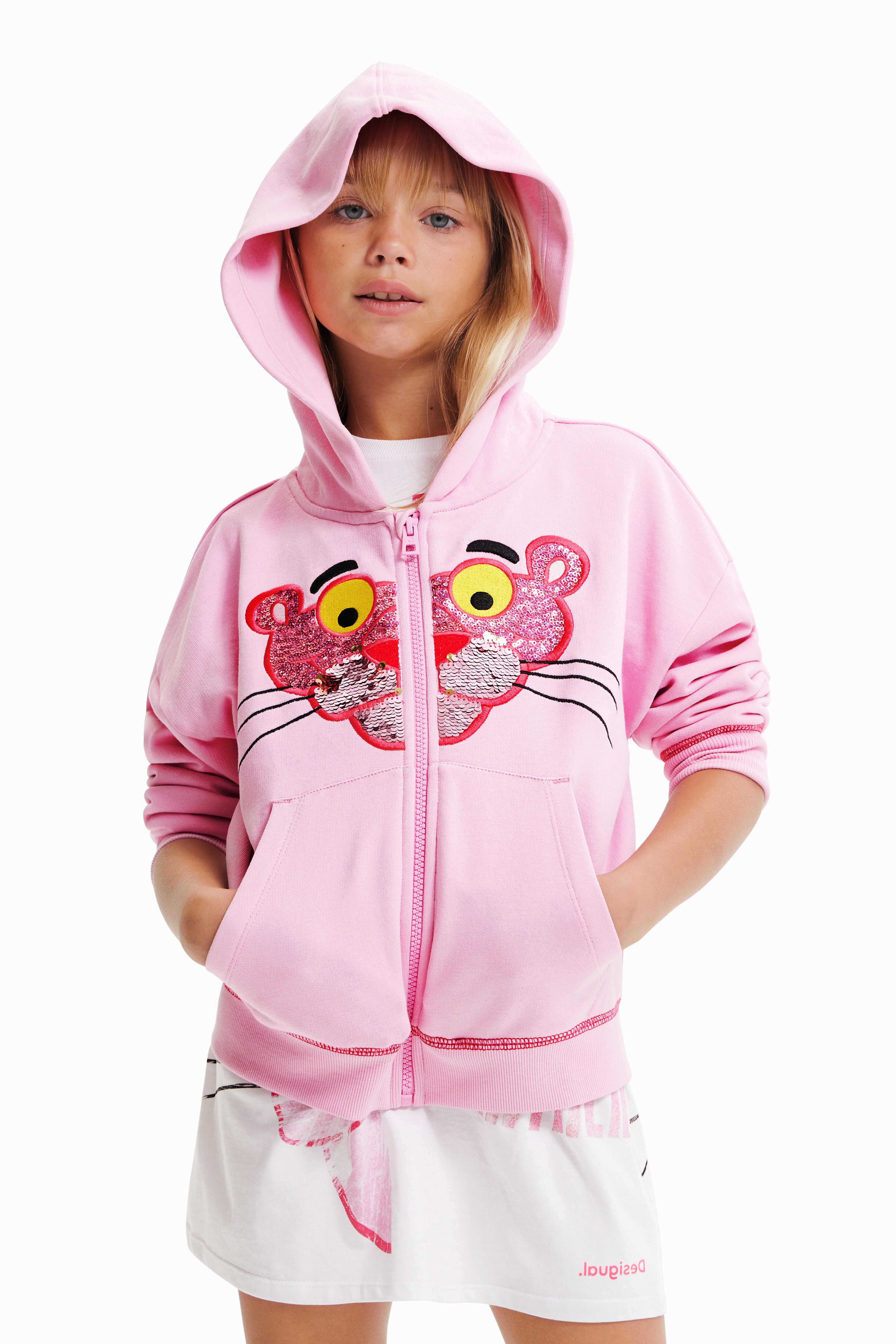 Moletom de lantejoulas Pantera Cor-de-Rosa
