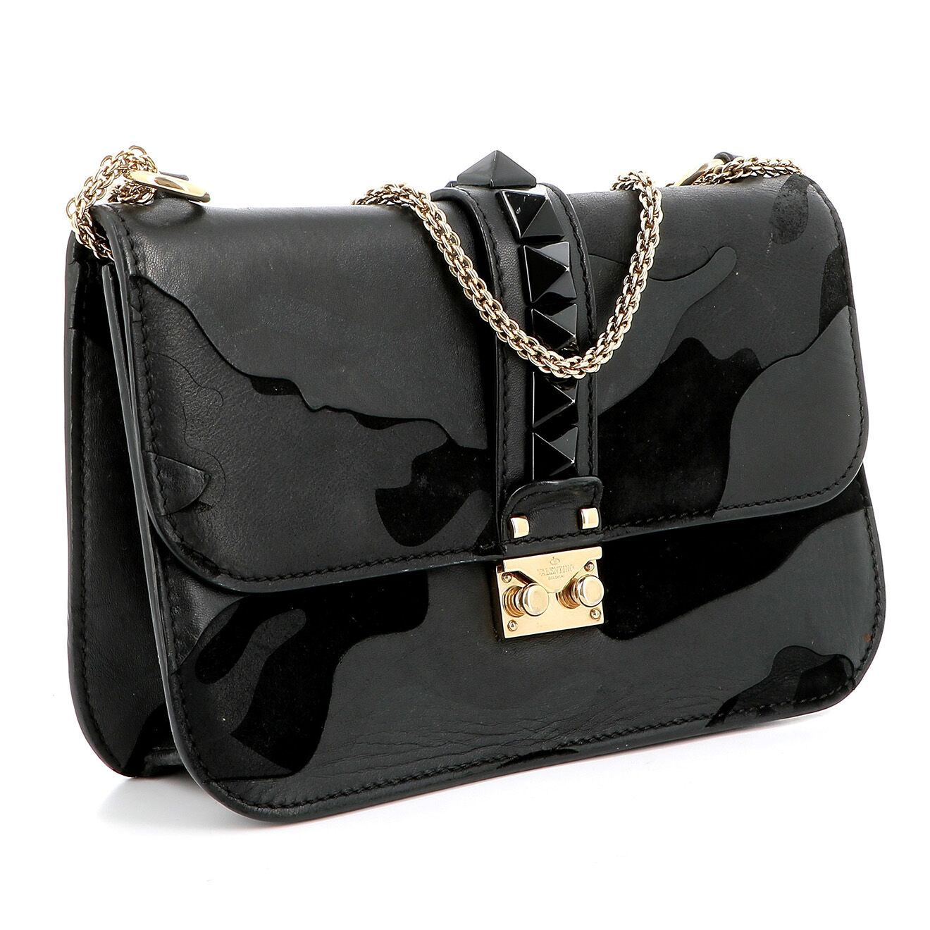 Valentino Sac porté épaule Glam Lock en Cuir noir Etat: Très bon état - 26.5x16 cm