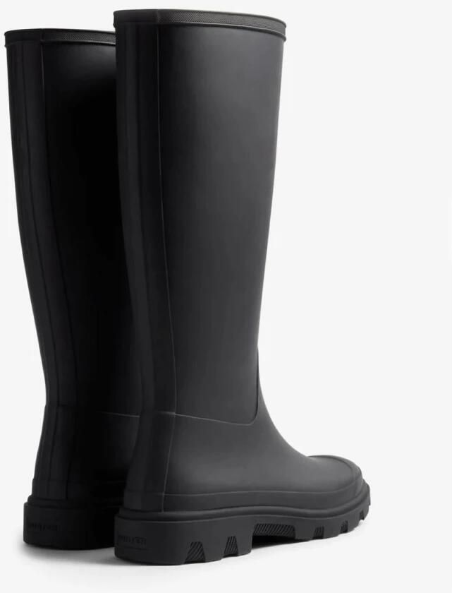 Hunter Downpour tall regenlaarzen met profielzool en logo zwart