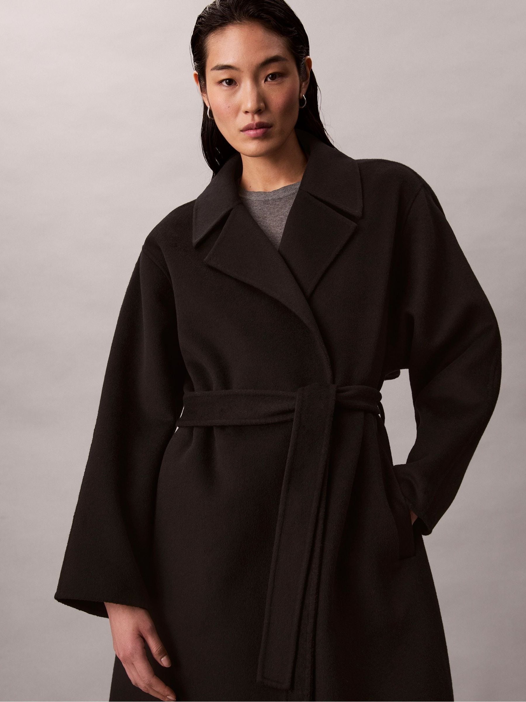Calvin Klein Belted Wool Trench Coat