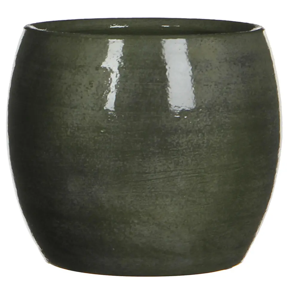 Mica Decorations Bloempot - glanzend groen - keramiek - 16x14 cm