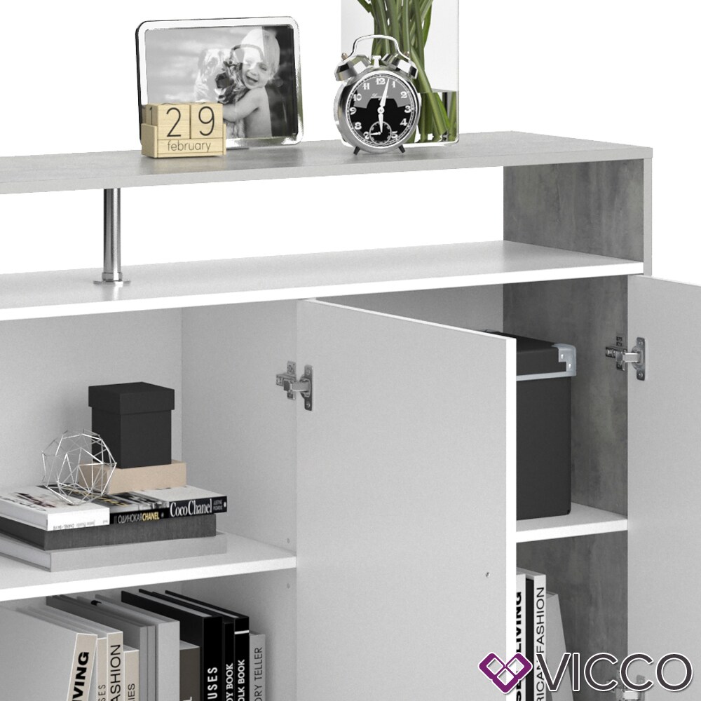VICCO Sideboard AMATO Kommode Schrank Weiß Beton Fernsehschrank TV