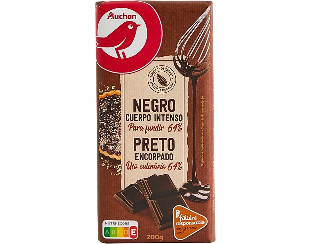 CHOCOLATE AUCHAN NEGRO CULINÁRIA 64% CULTIVAMOS O BOM 200G