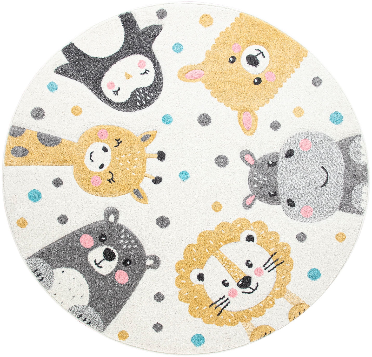 Paco Home Kinderteppich »Fino 331« rund 16 mm Höhe 3D-Design, niedliches Tier Motiv, Pastell-Farben, Kinderzimmer