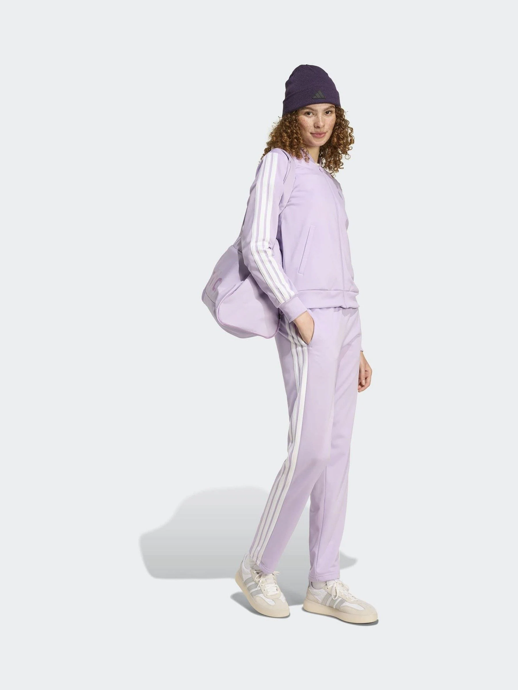 Paars - adidas Essentials trainingspak met 3 strepen