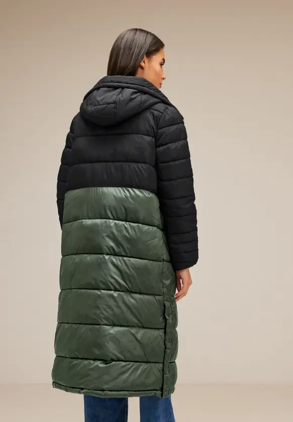 Zweifarbiger Wintermantel - verdant green