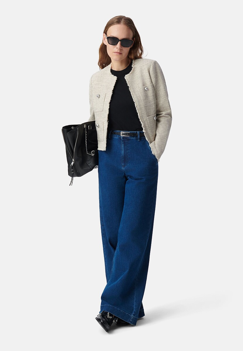 IKKS<br>Jaqueta curta estilo tweed com gola redonda