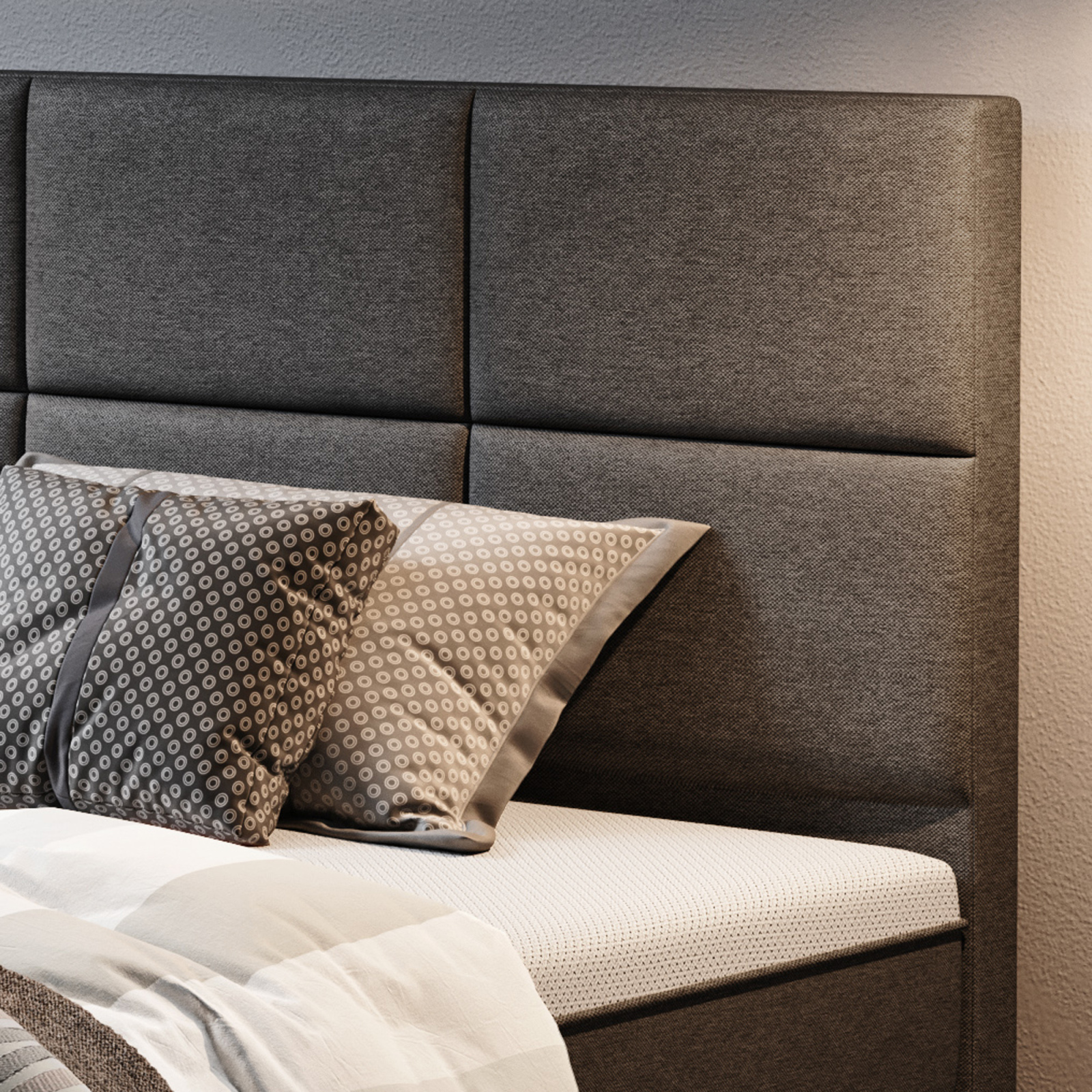 Boxspringbett - anthrazit - H3 - 180x200 cm