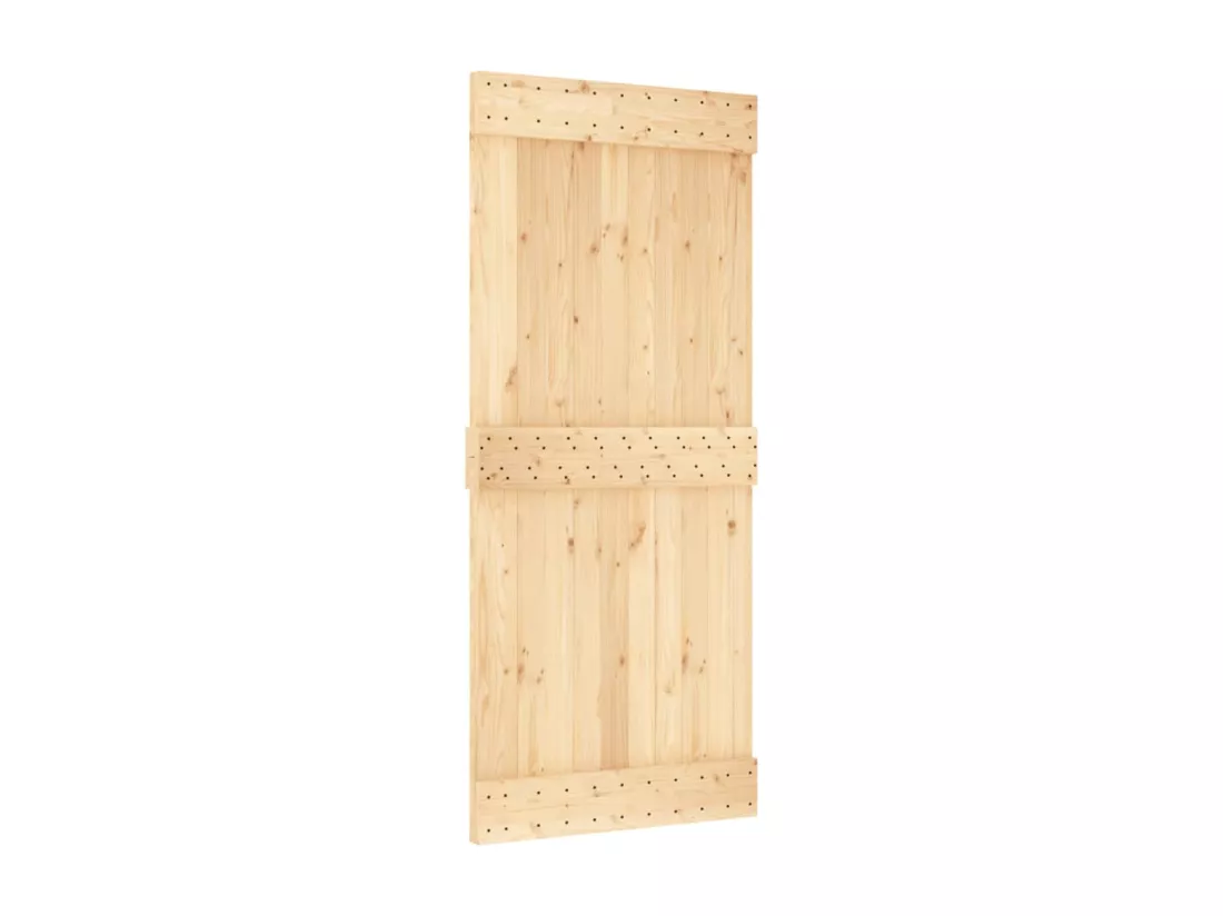 Porte coulissante et kit de quincaillerie 90x210 cm pin massif
