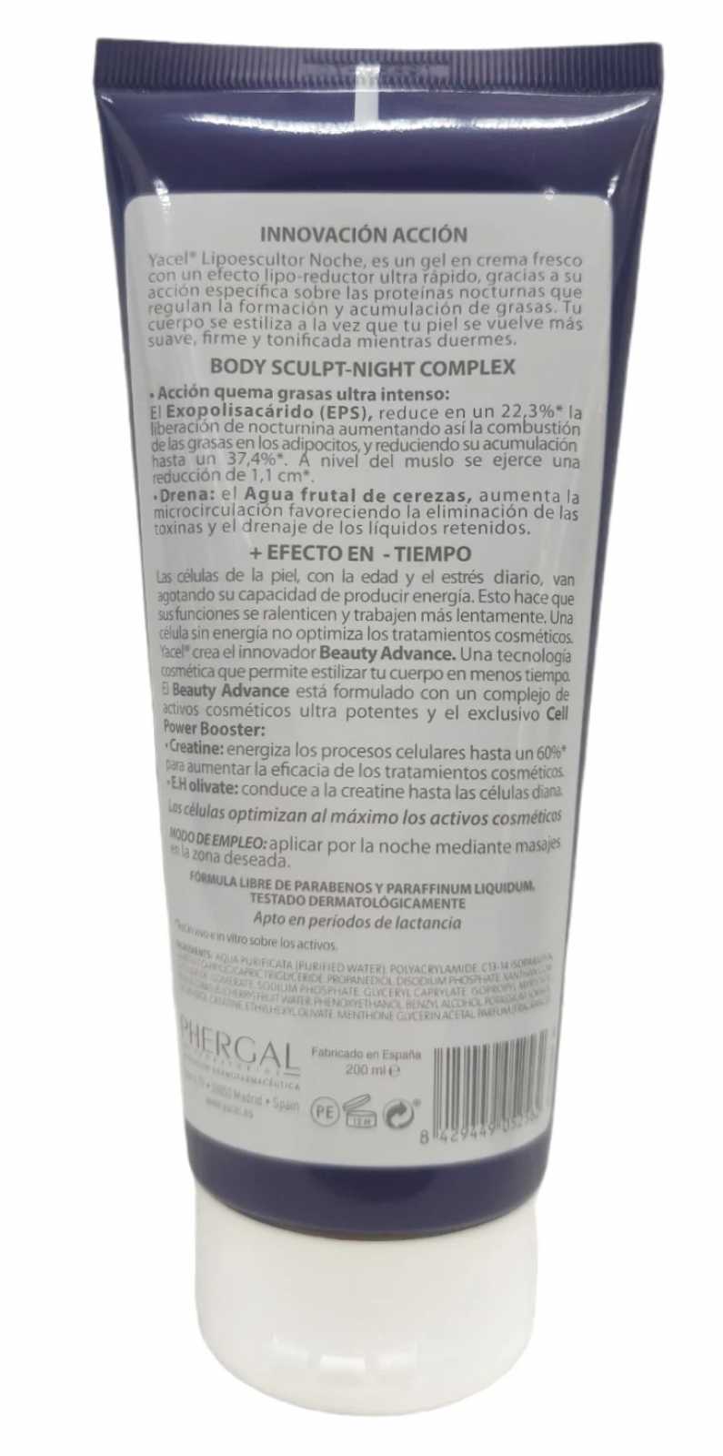 Gel Noturno Intensivo Redutor Yacel Liposculptor 200 ml
