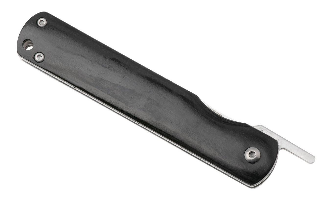 Higonokami zakmes 8 cm HIGOLNRBL Linerlock Black Pakkawood, gelamineerd staal