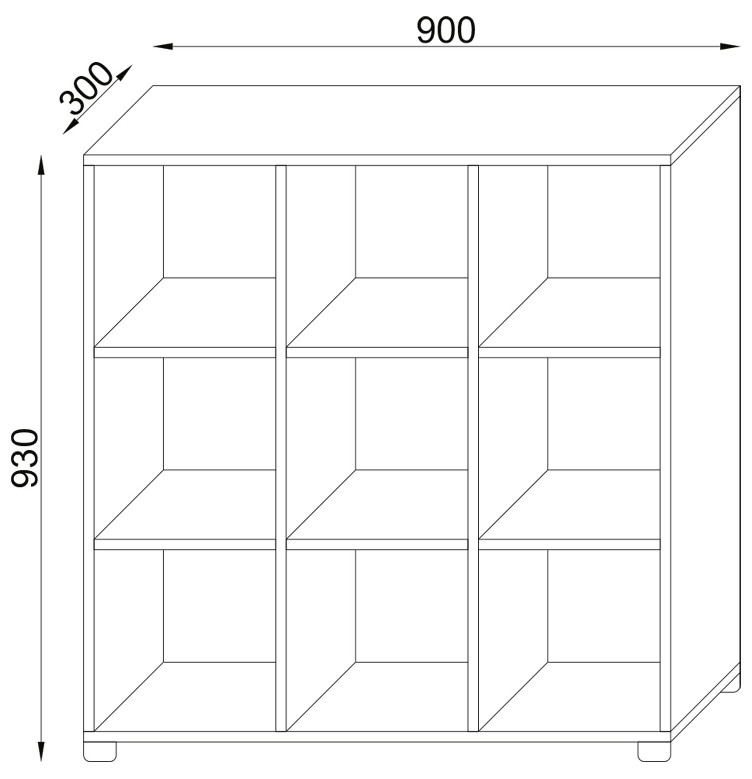 VCM Holz Badmöbel Midischrank Badregal Badschrank Badezimmer Raumteiler Benos-3x3