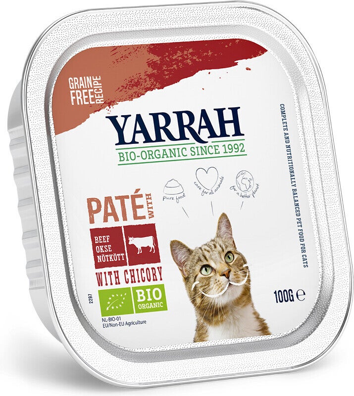 Yarrah biologisch kattenvoer in gelei pate rund met kip 100 g