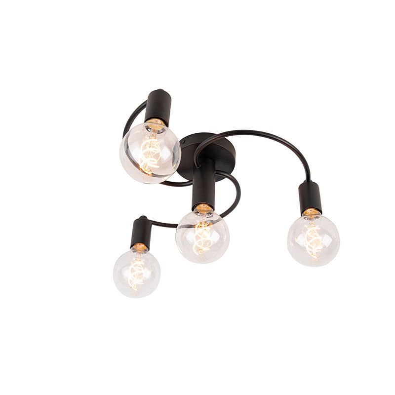 Art deco plafondlamp zwart 4-lichts - Facil