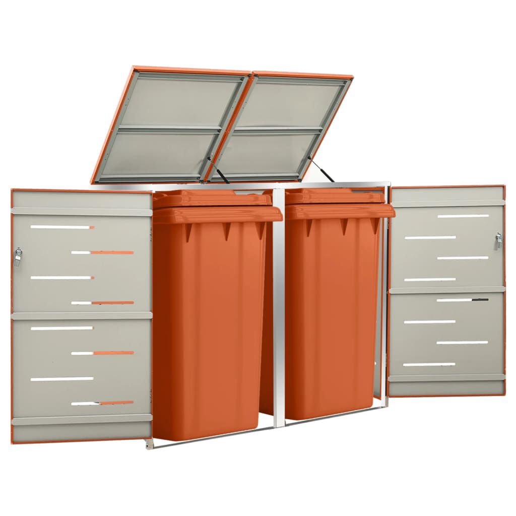 vidaXL Afvalcontainer voor 2 afvalbakken 138x77,5x112,5 cm roestvrij staal