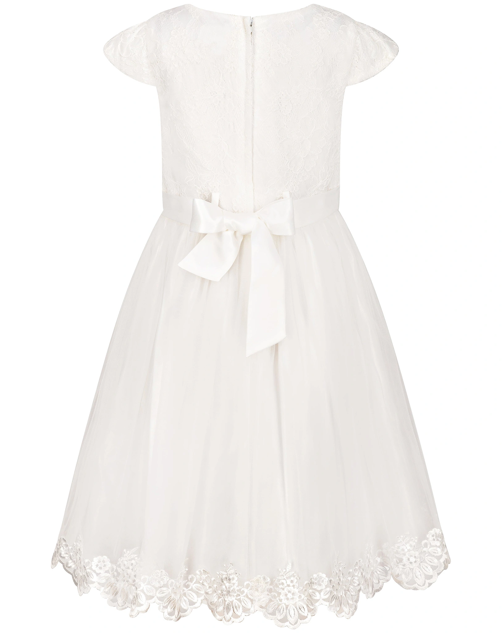 Kurzarm-Kleid BLUME in ecru