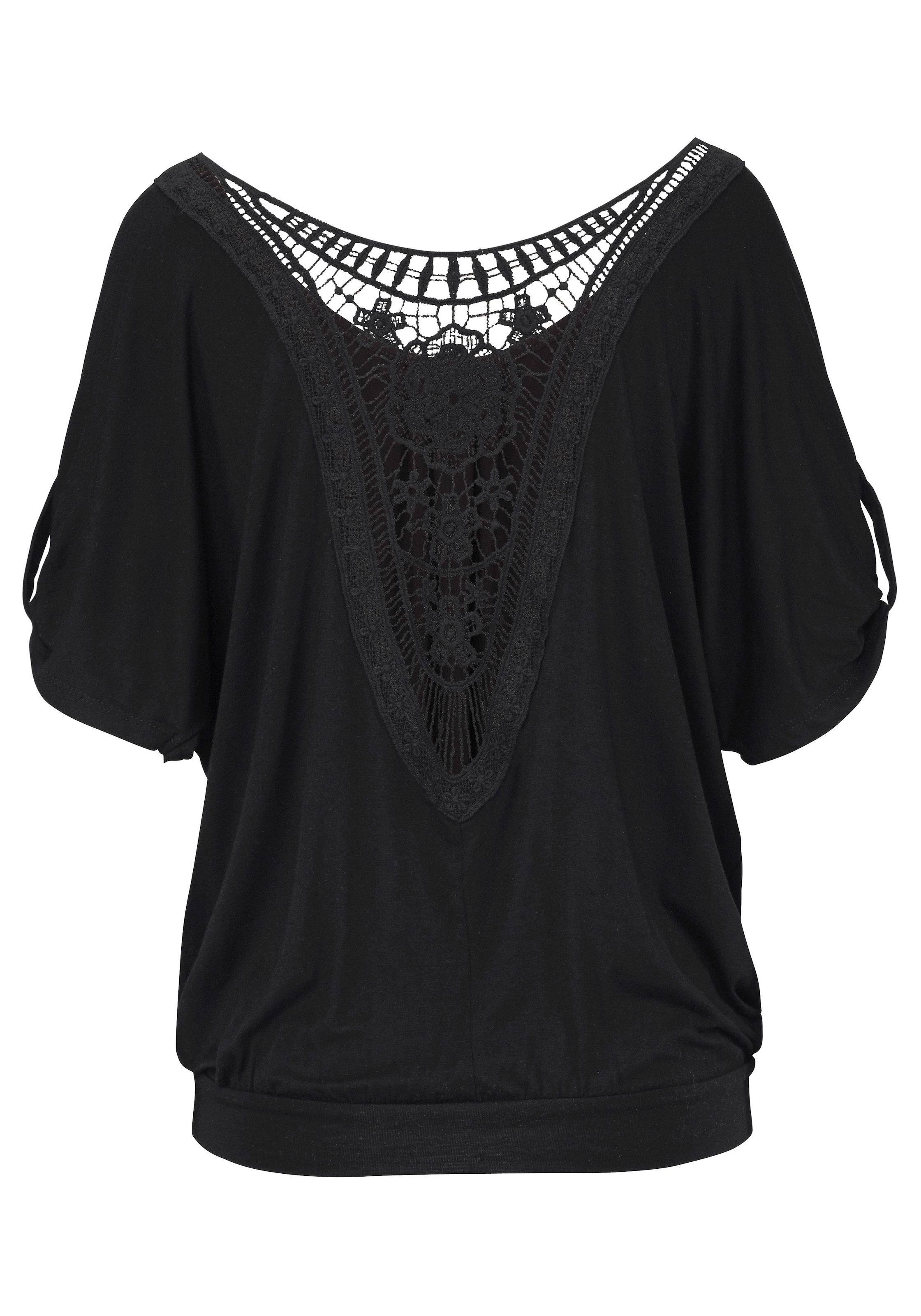 LASCANA Strandshirt mit Häkeleinsatz am Rücken, T-Shirt, weite Passform, luftig und locker