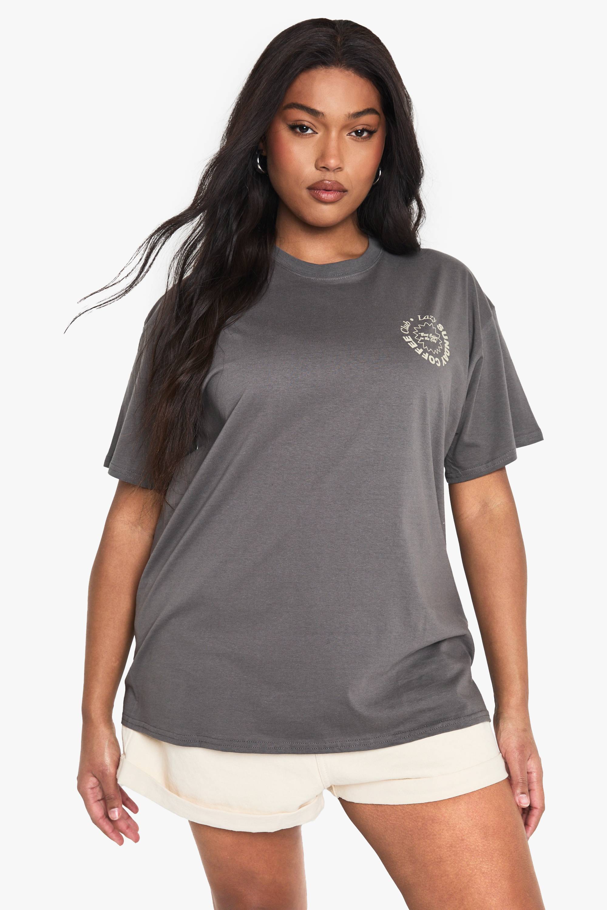 boohoo T-shirt Oversize Imprimé Club Café Du Dimanche Plus