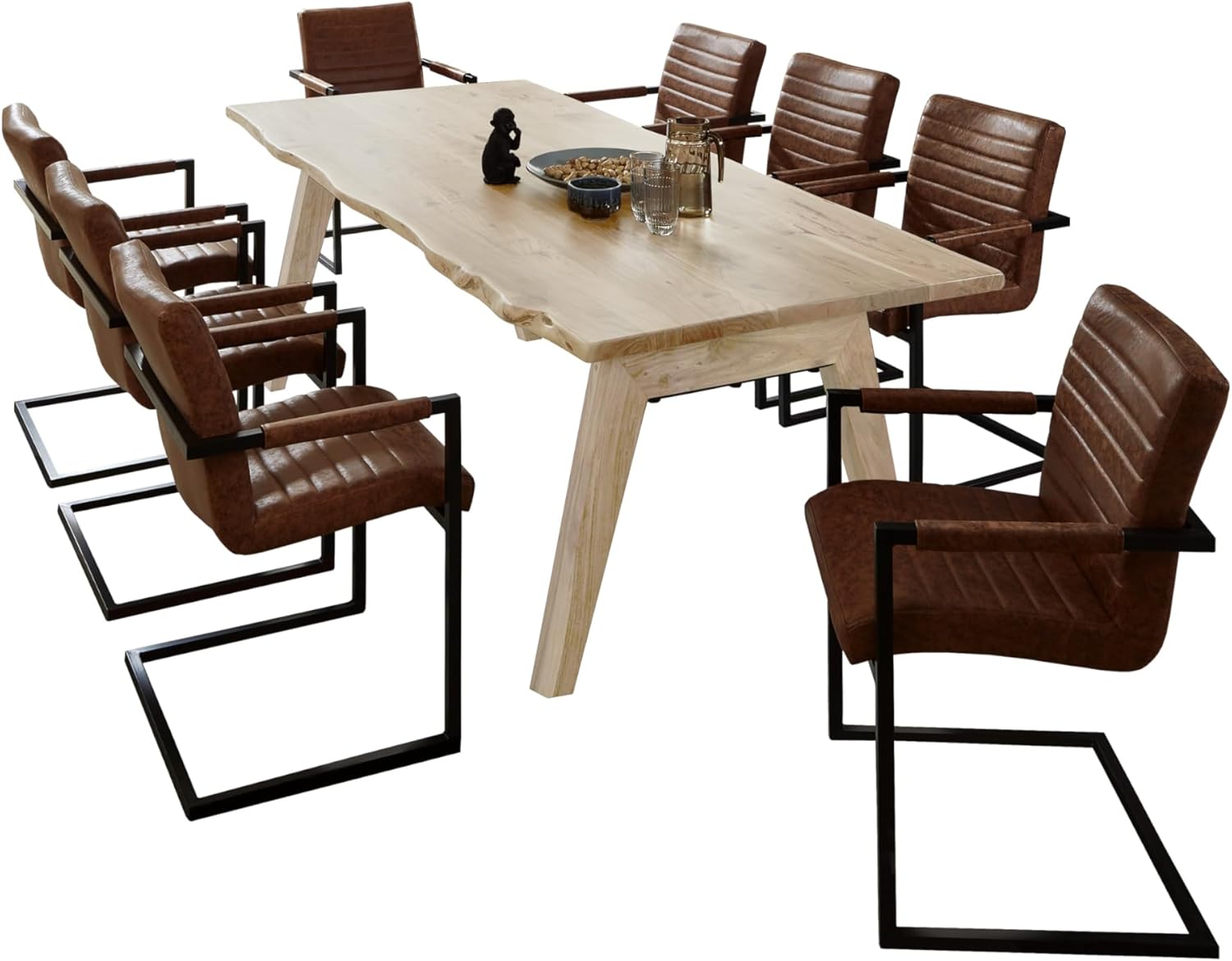 SAM Esstisch 120x80 cm Nelly, Akazienholz massiv & naturfarben, Baumkantentisch mit A-Holzgestell, echte Baumkante, pflegeleichter Holztisch