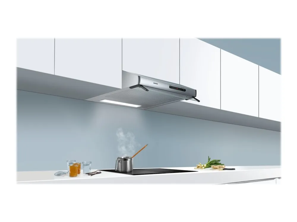 Siemens iQ100 LU62LFA51 - Hætte - standard - bredde: 60 cm - dybde: 48.2 cm - udtrækning og recirkulation (-) - med intern motor - rustfrit stål