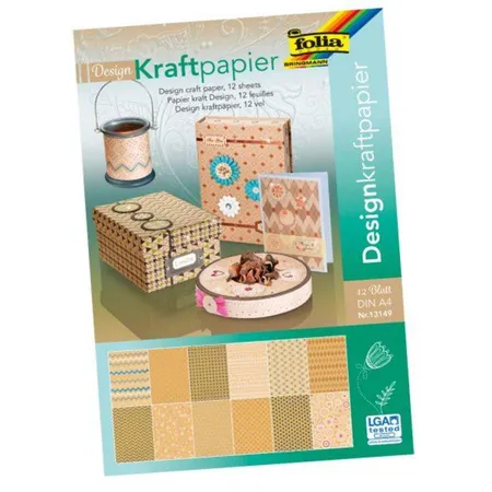 Folia Design Kraftpapierblock, 12 Blatt, DIN A4