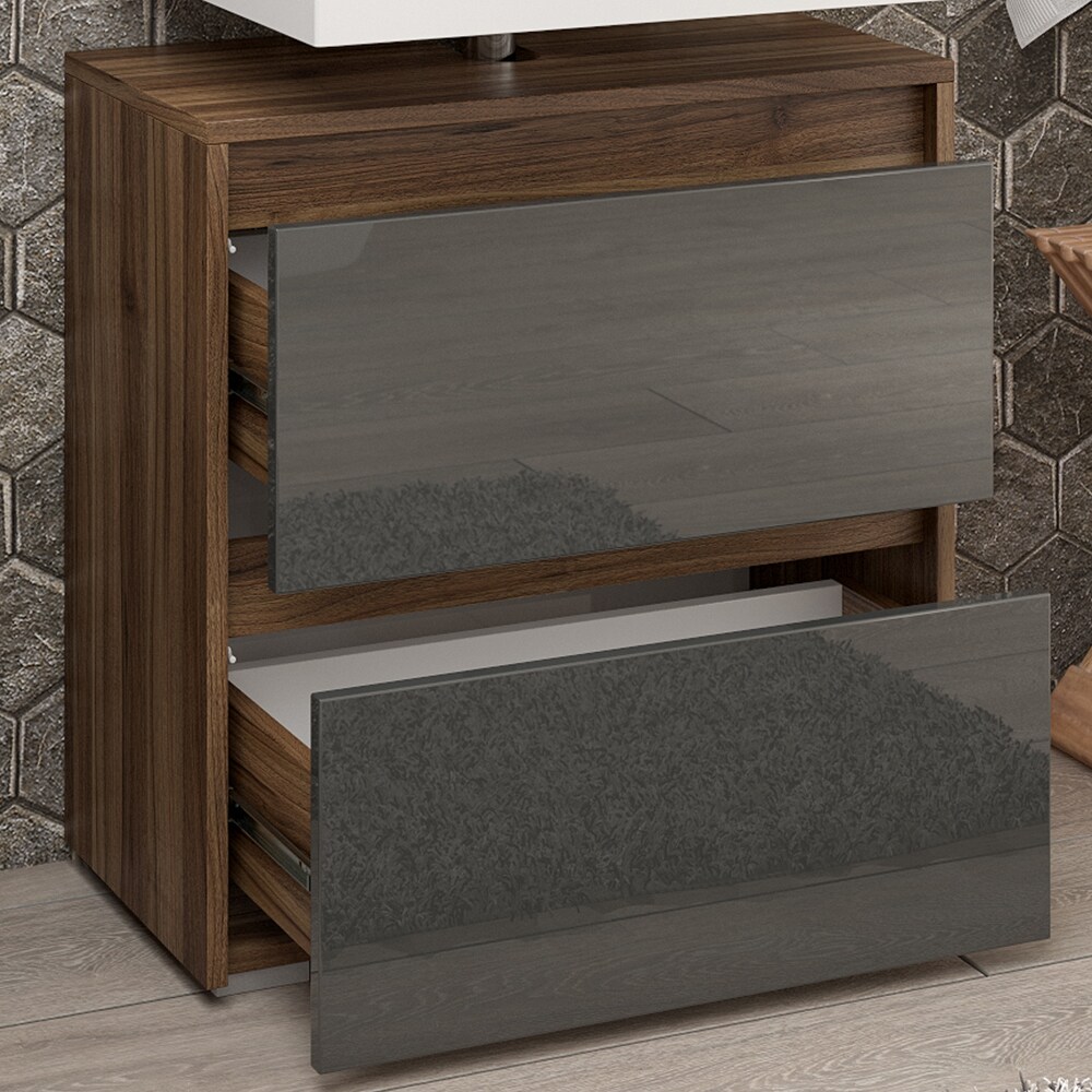 Vicco Waschtischunterschrank Waschbeckenunterschrank Badschrank Majest Nuss/ANT