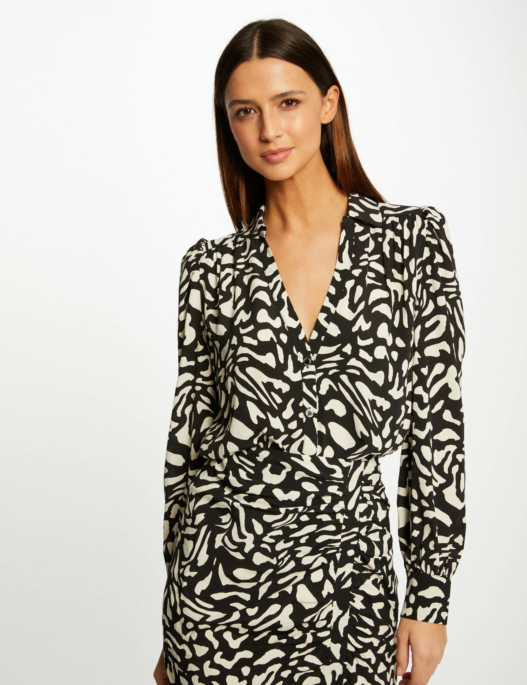 Chemise manches longues imprimé abstrait multico femme - multico