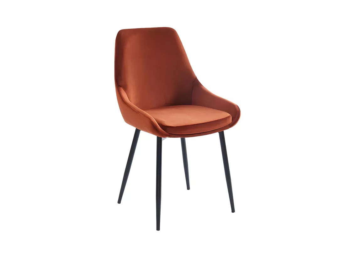 Lot de 2 chaises - Velours et métal noir - Terracotta - MASURIE