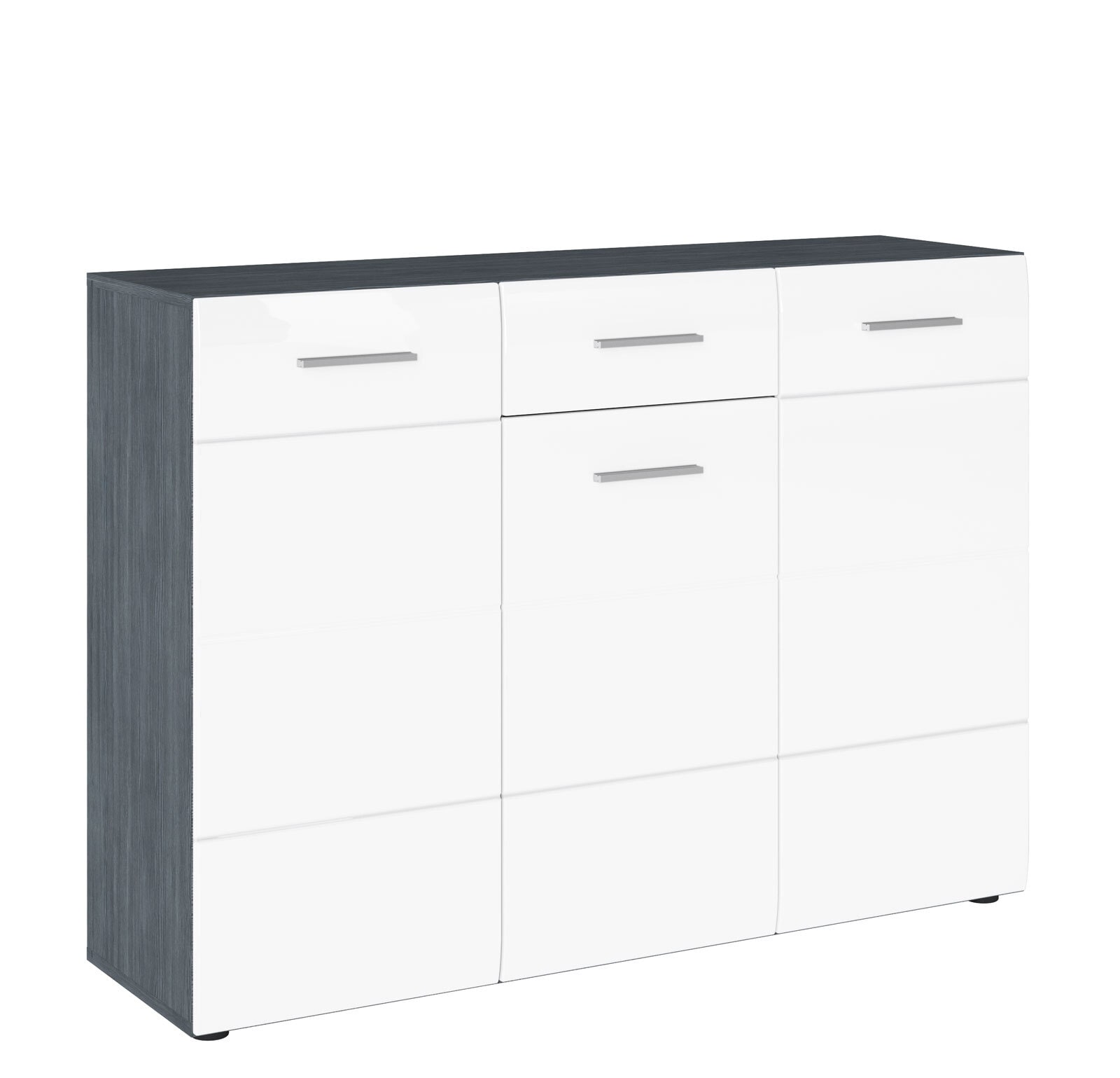 Kommode Salve 120x86,9x35 cm Sardegna Rauchsilber/Weiß Hochglanz