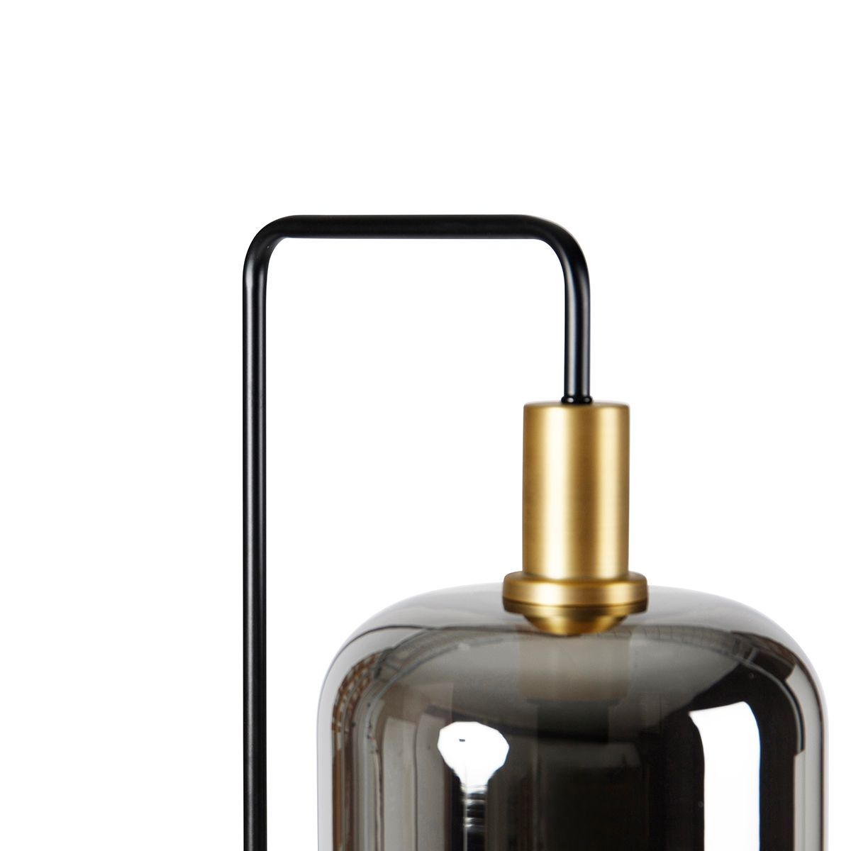 Vloerlamp zwart met goud en smoke glas incl. PUCC - Zuzanna