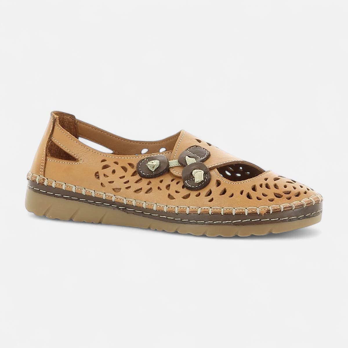 Ballerines Femme en cuir camel