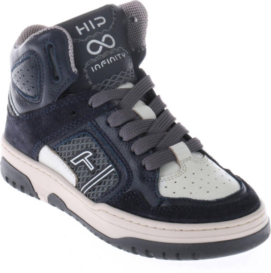 Hip leren sneakers donkerblauw
