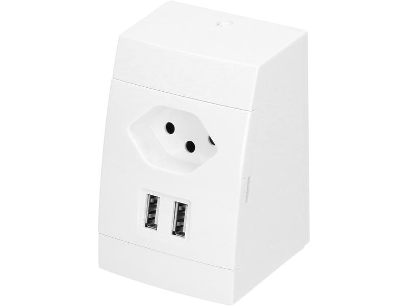 Max Hauri Steckdose AP 1x T13, 2x USB, Weiss Aufputz-Kombisteckdose mit 1x T13 Steckdose, USB Doppelcharger und Steckklemmen